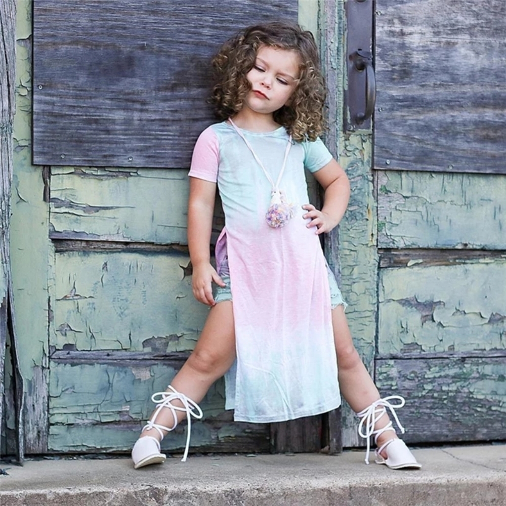 Cute Toddler Girl Colorful Short Sleeve 2T